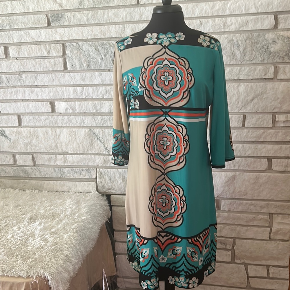 Forever Cream and Beige Flowered Dress